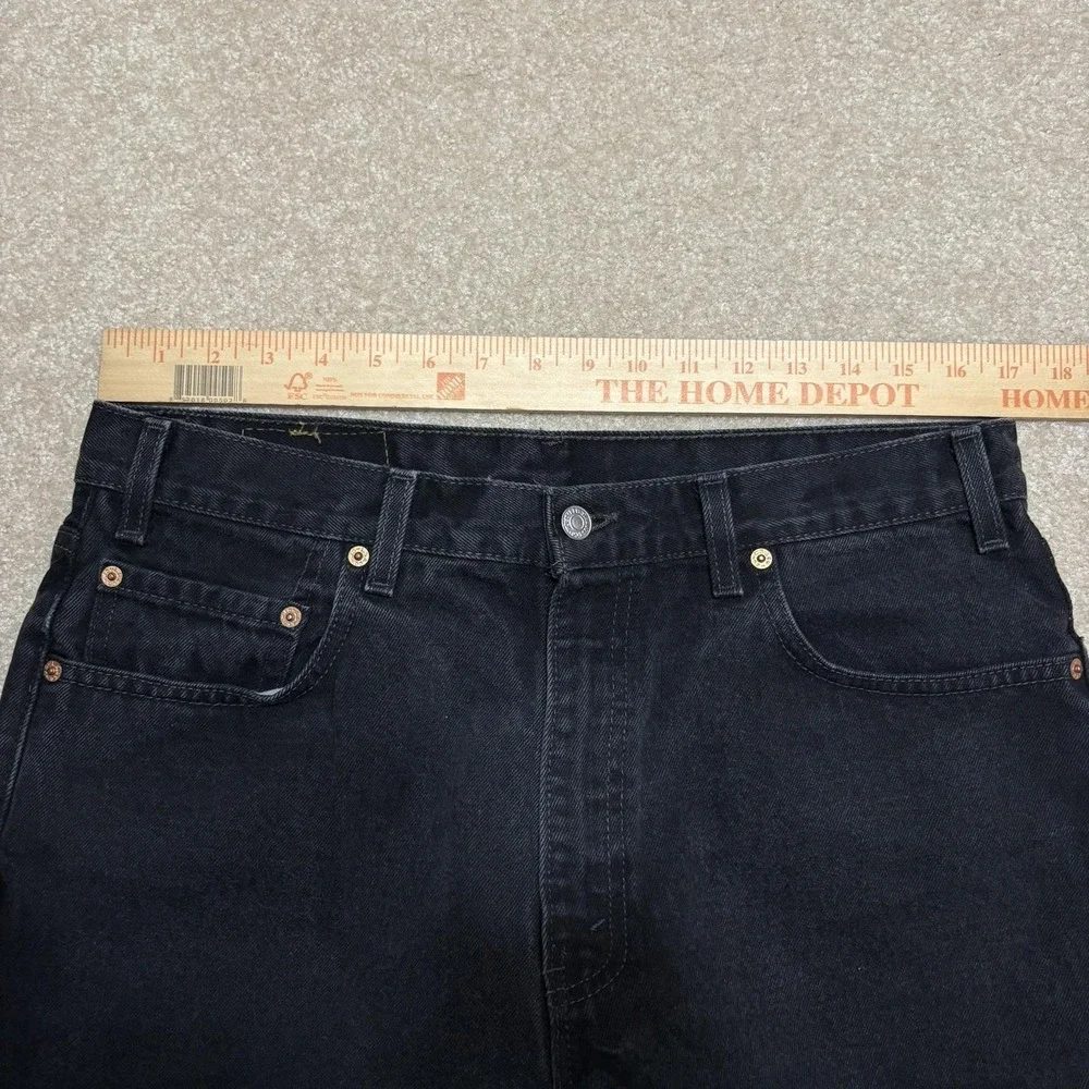Vtg Levis 550 Jeans Mens 34x30 Black Relaxed Tapered Raw Hem Denim Pants USA 90s
